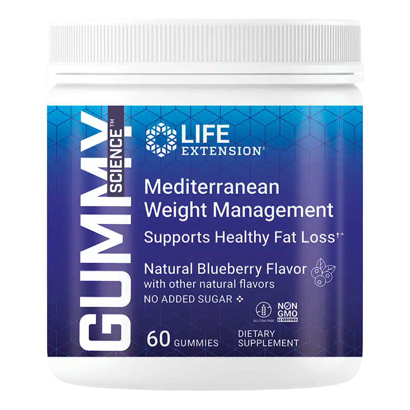 Life Extension Gummy Science™ Mediterranean Weight Management, 60 tasty gummies for fat loss and healthy weight support.